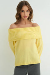 Solid Color Off Shoulder Knitted Sweater