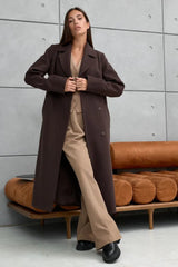 Double Breasted V-Neck Casual Wool Overcoat