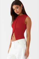 Round Neck Sleeveless Knit Top