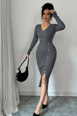 Slim Fit Midi Knit Sweater Dress