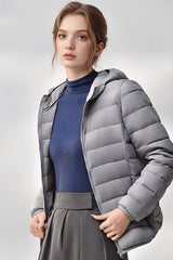 Lightweight Slim Fit Hooded Puffer Jacket S / Grey