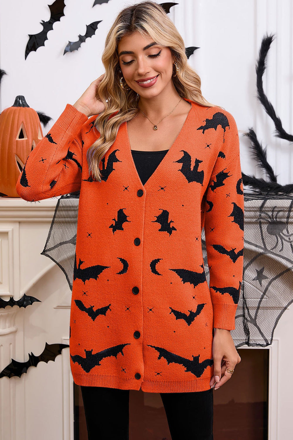 Halloween Bat Jacquard Knit Sweater