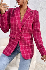 Red Plaid Elegant Blazer Coat coats