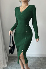 Slim Fit Midi Knit Sweater Dress