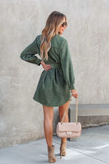 Corduroy Belted Pocket Detail Overcoat