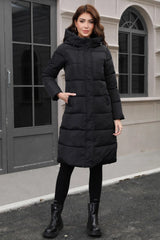 Plus Size Hooded Longline Puffer Coat coats