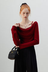 Burgundy Mock Two Piece Knit Top