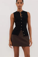 Solid Ribbed Sleeveless Cardigan