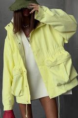 Drawstring Waist Utility Pocket Jacket S / Yellow