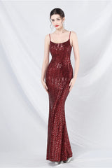 Elegant Sequin Cami Maxi Dress S / Red