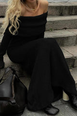 Off Shoulder Knit Sweater Dress