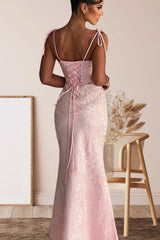 Solid Sash Backless Mermaid Formal Dress