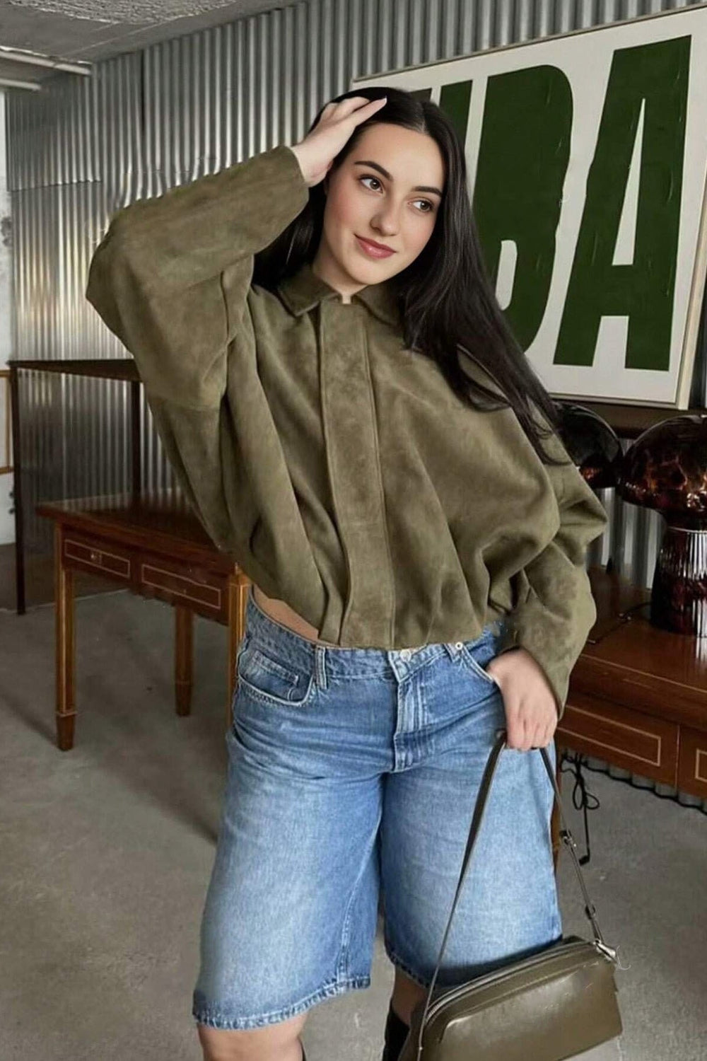 Batwing Sleeve Bomber Jacket