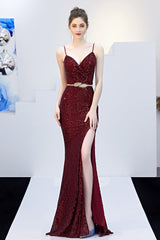 Sexy Slim Fishtail Party Dress with Belt