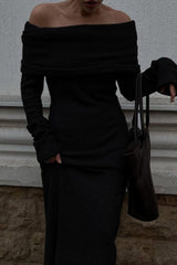 Off Shoulder Knit Sweater Dress