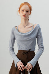 Burgundy Mock Two Piece Knit Top