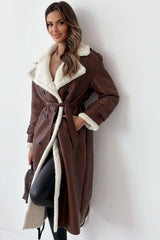 Reversible Stand Collar Faux Fur Overcoat