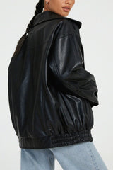 PU Leather Bomber Jacket