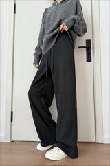 Plush Wool Draped Wide Leg Knit Pants