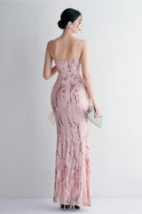 Intricate Beadwork Figure Hugging Gown Formal Dress