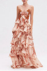 Chic V Neck Pleated Boho Dress