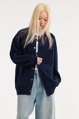 Relaxed Fit Cable Cardigan S / Navy blue