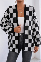 Checkered Knit Cardigan