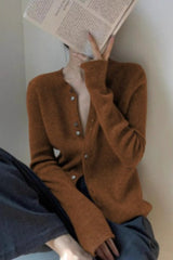 Tailored Knit Cardigan S / Brown