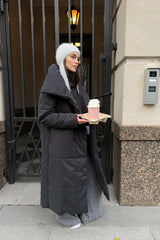 Long Stand Collar Puffer Jacket S / Black