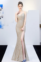 Sexy Slim Fishtail Party Dress with Belt Silver / S