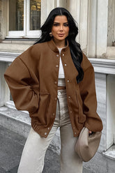 Thick Wool Brown Elastic Hem Coat Brown / S coats