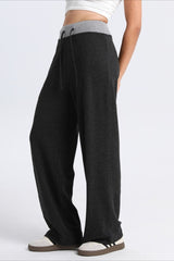 Paneled High Waist Draping Lounge Knit Pants
