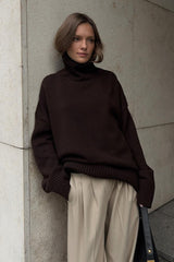 Solid Color Turtleneck Knit Sweater
