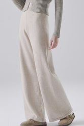 Solid Wool Straight Leg Knit Pants