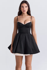 Spaghetti Strap Puff Mini Party Dress