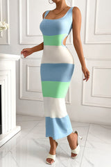 Backless Strap Tie-Dye Slim Sweater Dress