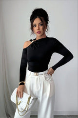 Metallic Trim Bodycon Knit Top