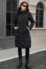 Plus Size Hooded Longline Puffer Coat coats