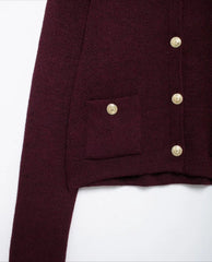 Cropped Knit Pocket Cardigan