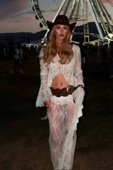 Sheer Lace Two Piece Boho Dress