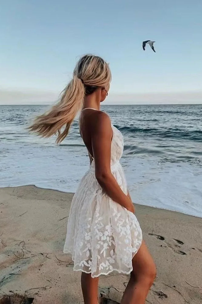 Lace Mesh Backless Boho Dress