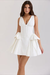 V-Neck Corset Puff Party Dress