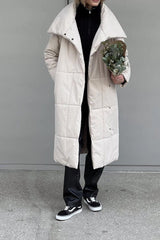 Long Stand Collar Relaxed Quilted Puffer Jacket