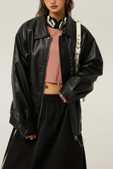 Retro Loose Fit Moto Jacket