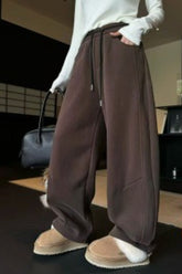 Fleece Lined Wide Leg Knit Pants