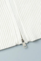 Casual Zip Front Knit Cardigan