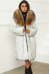 Long Plush Faux Fur Textured Overcoat