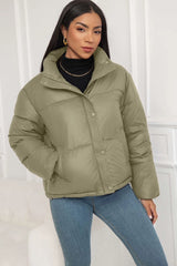 Cropped Stand Collar Puffer Jacket