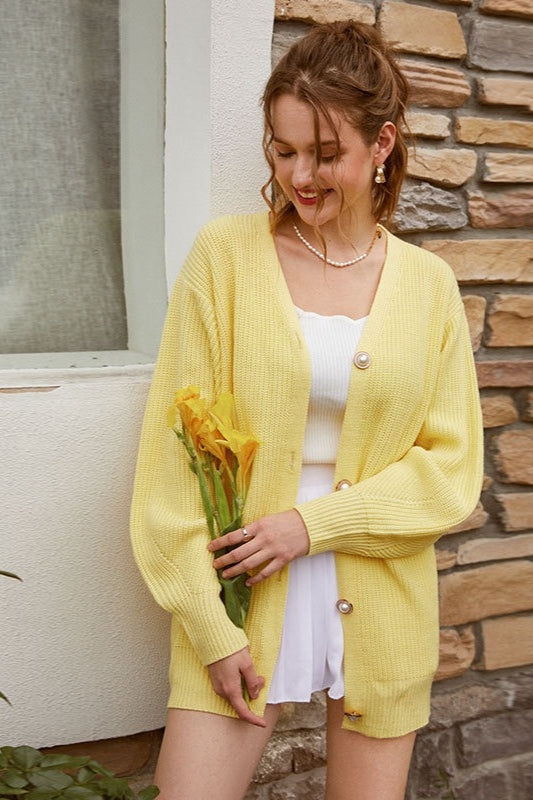 Solid Color Relaxed Knit Cardigan