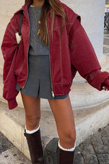 Colorblock Faux Leather Zip Jacket